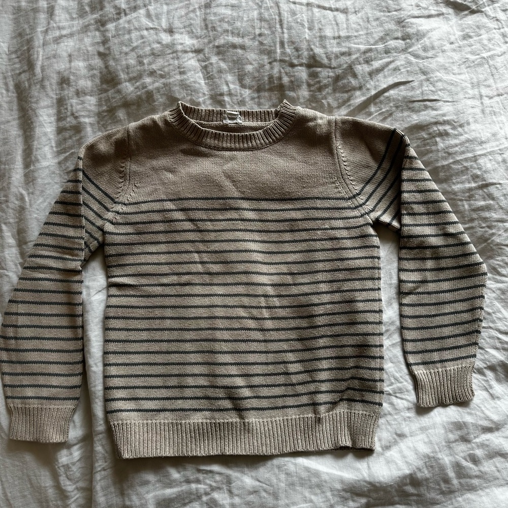 Jamie Kay Tan and Black Striped Sweater 7Y